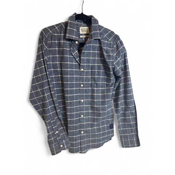 Scotch & Soda Amsterdam Couture Mens Long Sleeve Shirt – Blue Check – Size S NWT - Picture 2 of 3